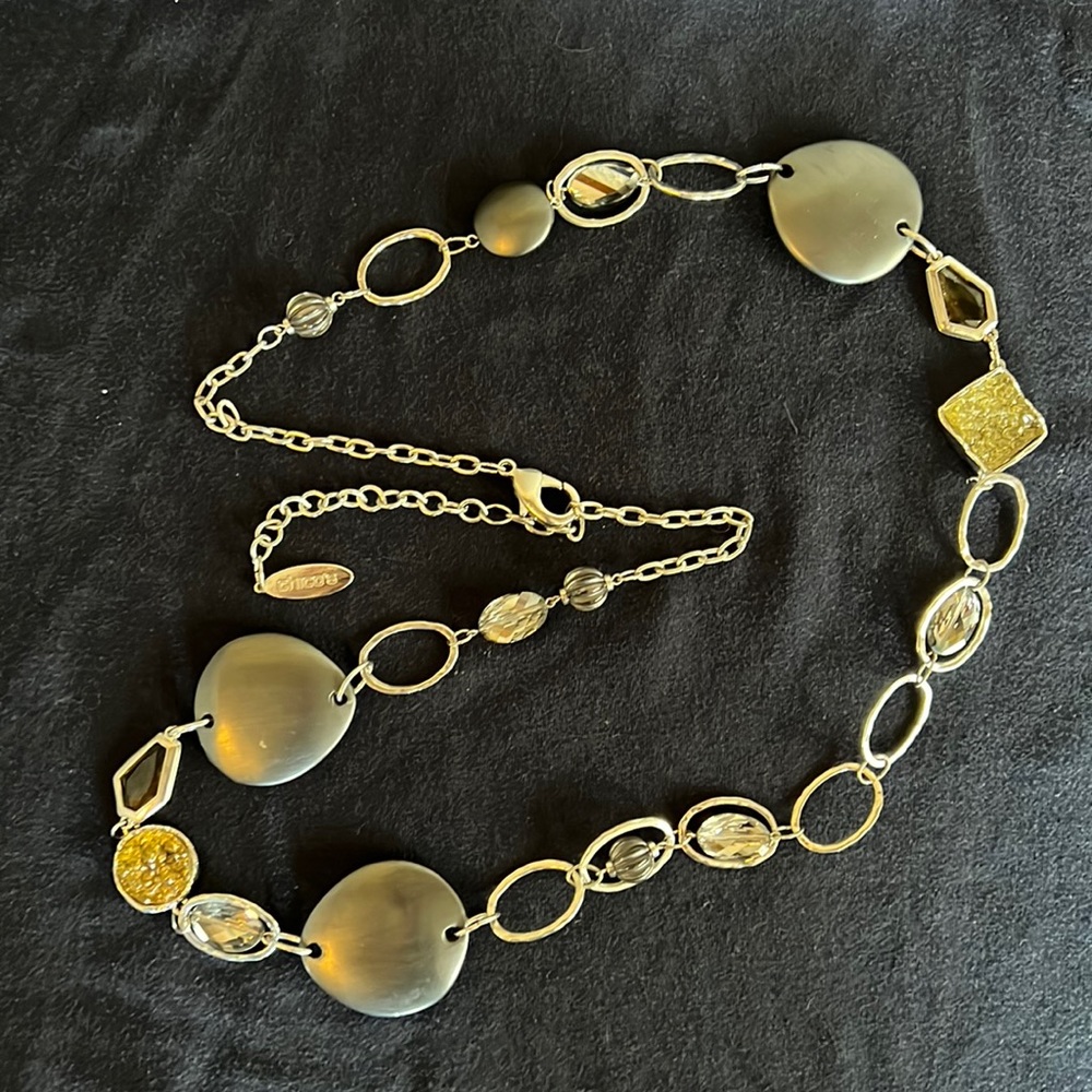 Chicos Necklace silver with stone and crystal beads